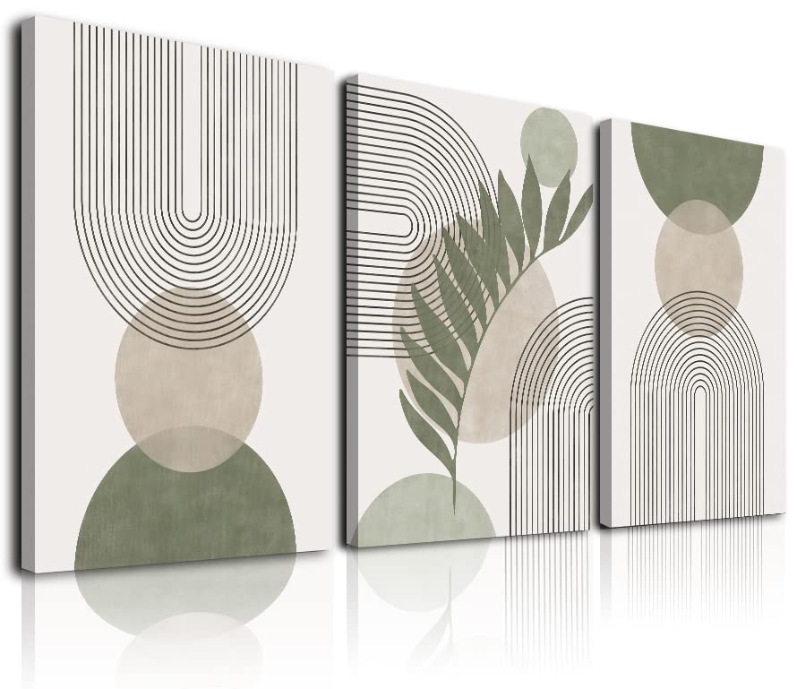 Set of 3 Sage Green Boho Wall Art