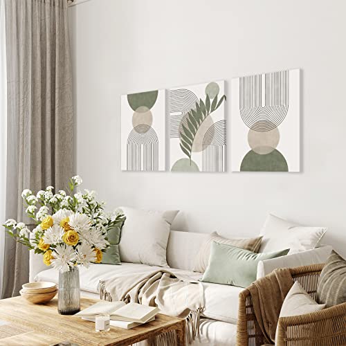 Set of 3 Sage Green Boho Wall Art