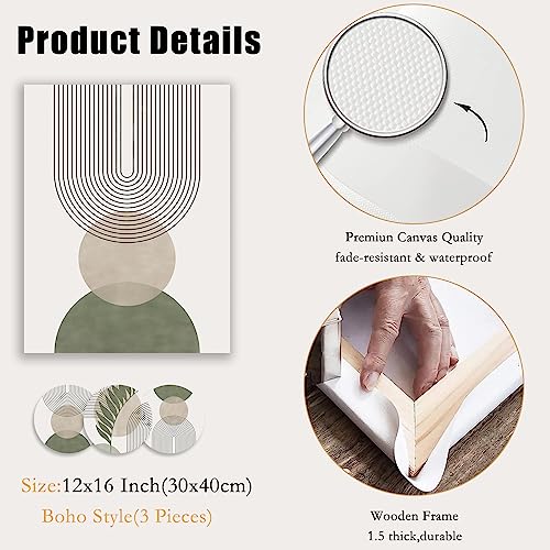 Set of 3 Sage Green Boho Wall Art