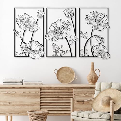 Lotus Metal Wall Art Trio for Indoor/Outdoor Decor