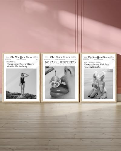 Vintage Newspaper Wall Art Prints, Retro New York News