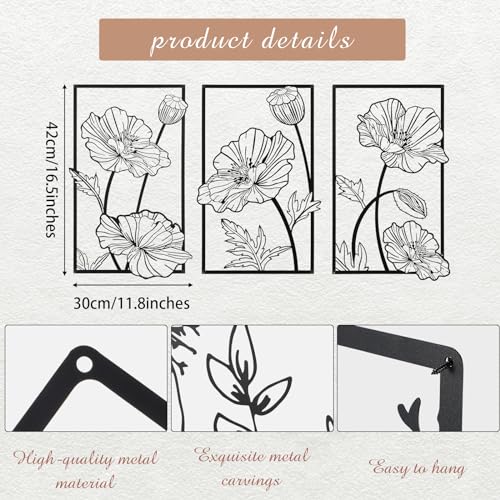 Lotus Metal Wall Art Trio for Indoor/Outdoor Decor