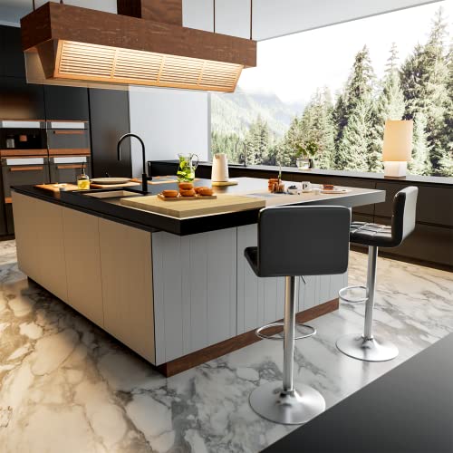 Modern PU leather barstools with adjustable height (set of 2)