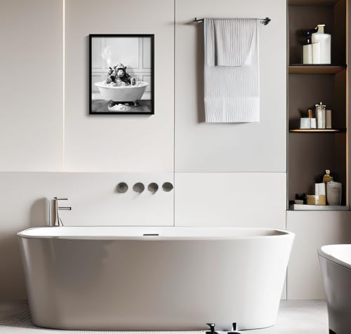 Chimpanzee in Bathtub Framed Wall Art, Funny Bathroom