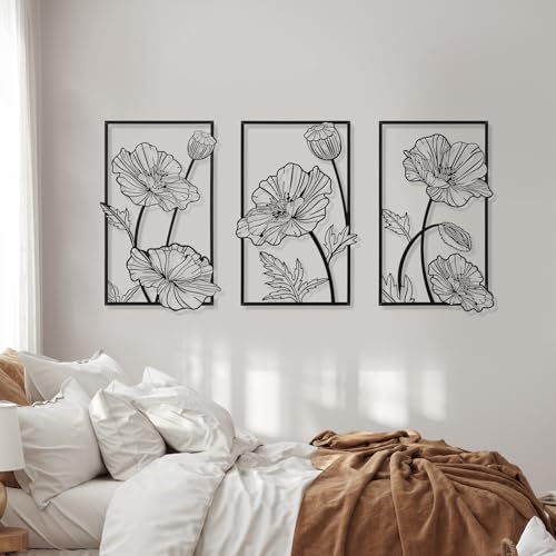 Lotus Metal Wall Art Trio for Indoor/Outdoor Decor