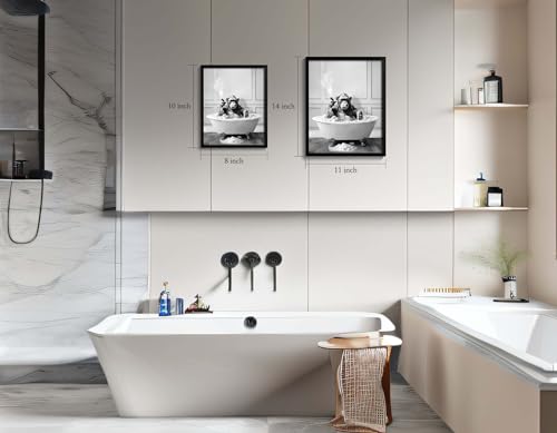 Chimpanzee in Bathtub Framed Wall Art, Funny Bathroom