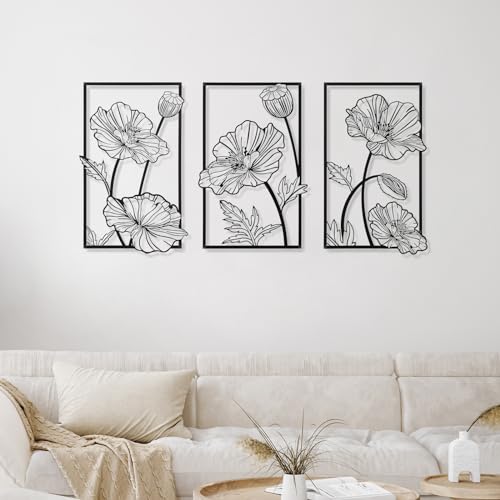 Lotus Metal Wall Art Trio for Indoor/Outdoor Decor