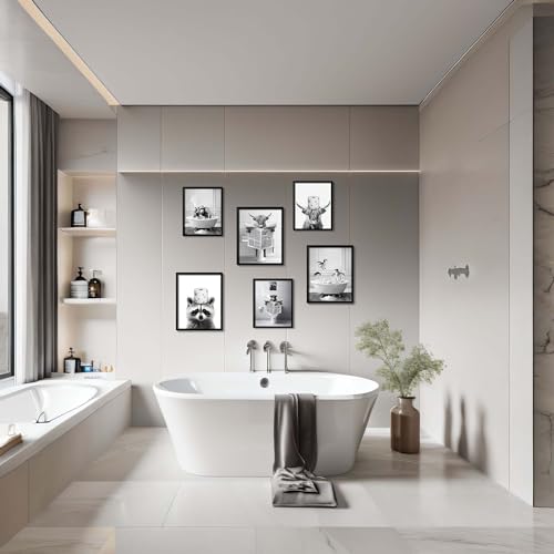 Chimpanzee in Bathtub Framed Wall Art, Funny Bathroom