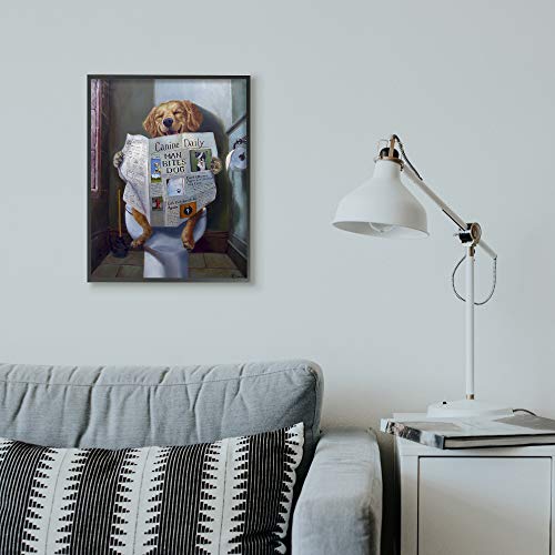 Dog Reading Newspaper Funny Giclee Art by Lucia