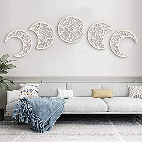 Wooden Moon Phase Wall Decor for Boho Home