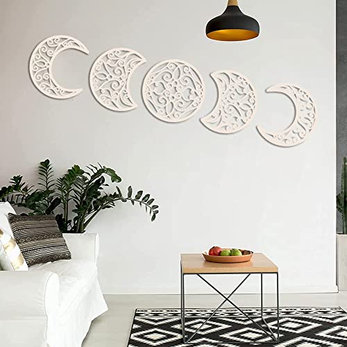 Wooden Moon Phase Wall Decor for Boho Home