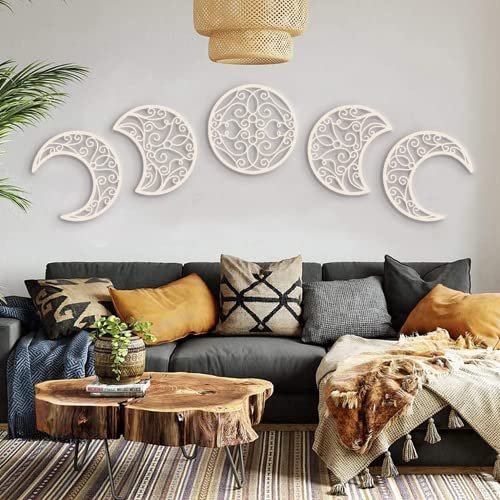 Wooden Moon Phase Wall Decor for Boho Home