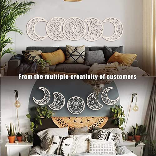 Wooden Moon Phase Wall Decor for Boho Home