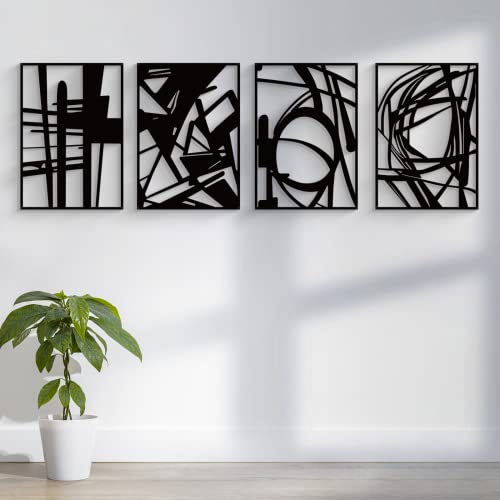 Black Abstract Metal Wall Art Set, Minimalist Décor