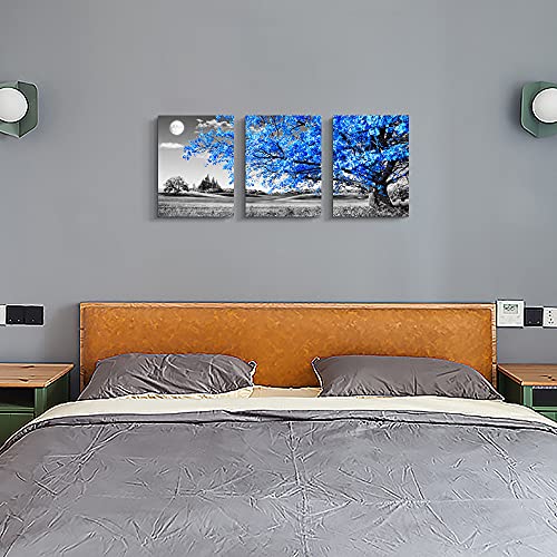 Black and White Tree Moon Canvas Wall Art