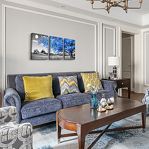 Black and White Tree Moon Canvas Wall Art