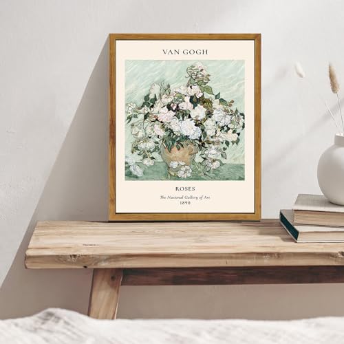 Sage Green Framed Canvas Wall Art Set - Vintage Flower Art Prints
