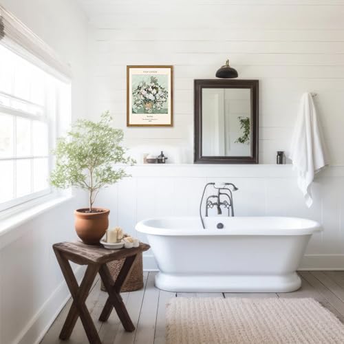 Sage Green Framed Canvas Wall Art Set - Vintage Flower Art Prints