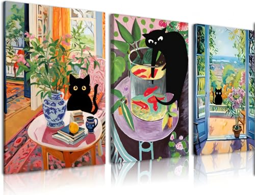 3pcs Modern Henri Matisse Cat Print Wall Art