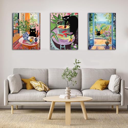 3pcs Modern Henri Matisse Cat Print Wall Art