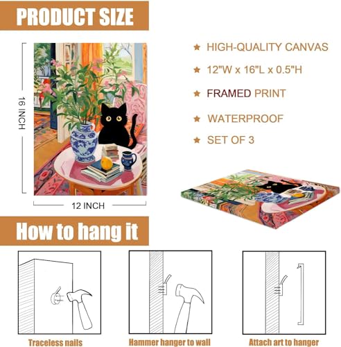 3pcs Modern Henri Matisse Cat Print Wall Art