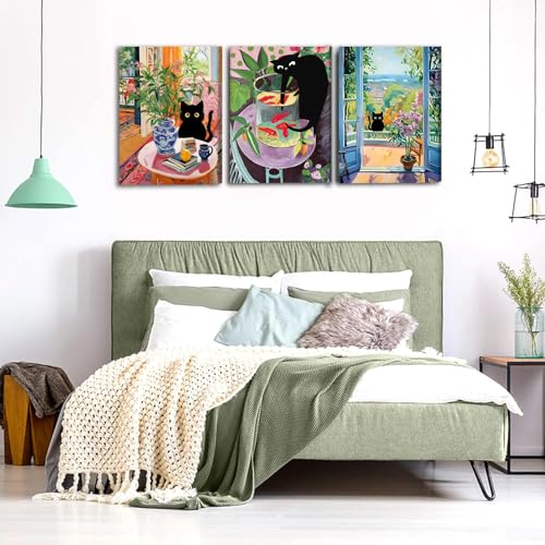 3pcs Modern Henri Matisse Cat Print Wall Art