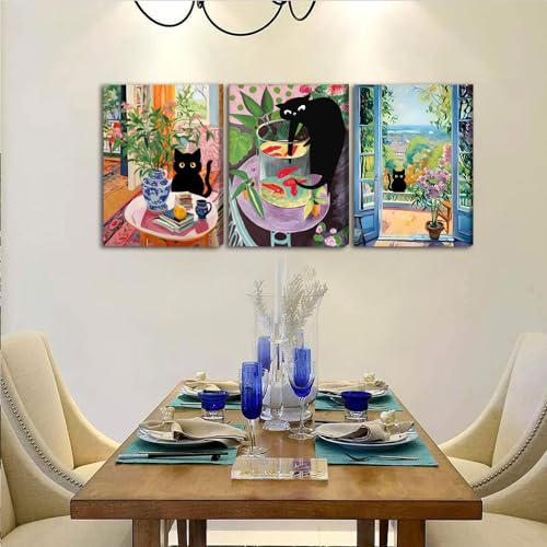 3pcs Modern Henri Matisse Cat Print Wall Art