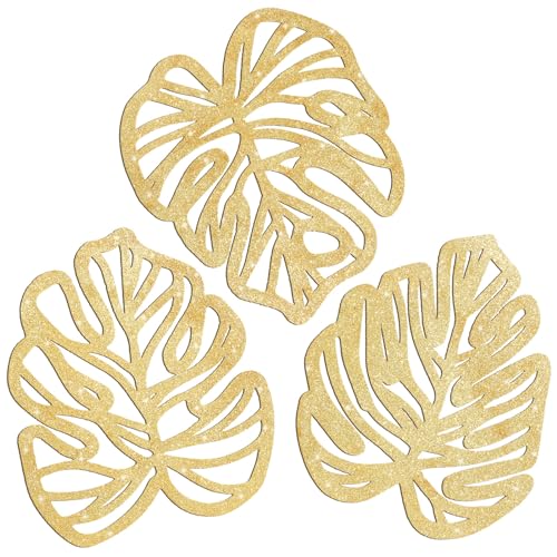 Gold Hawaiian Wooden Palm Leaves Wall Art Set
