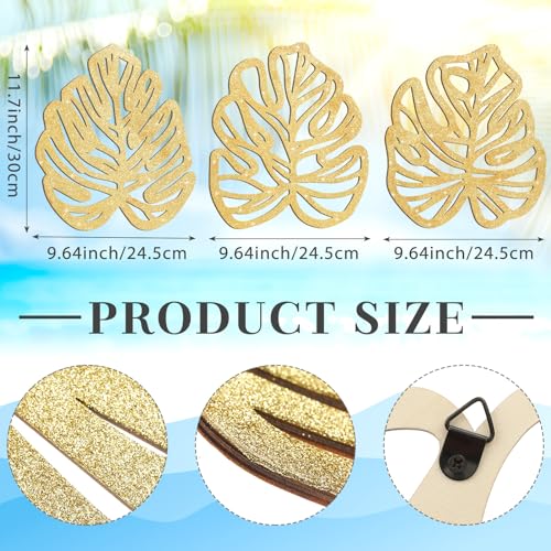 Gold Hawaiian Wooden Palm Leaves Wall Art Set