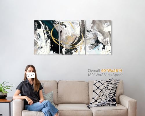 Black White Abstract Canvas Wall Art for Home Decor