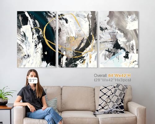 Black White Abstract Canvas Wall Art for Home Decor