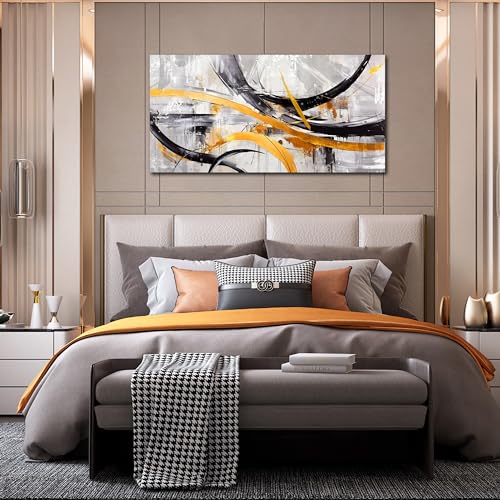 Modern Abstract Canvas Wall Art - Black White Office