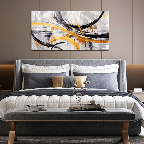 Modern Abstract Canvas Wall Art - Black White Office