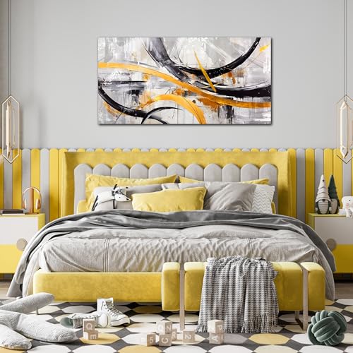 Modern Abstract Canvas Wall Art - Black White Office