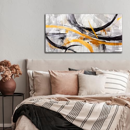 Modern Abstract Canvas Wall Art - Black White Office