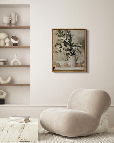 Vintage Floral Wall Art, Flowers and Lemons Paintings