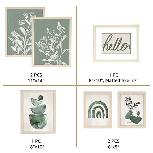 Gallery Wall Art Set with Plant Prints & Quote
