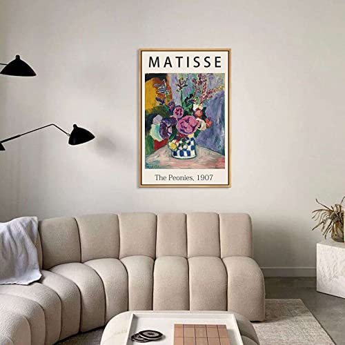 Framed Canvas Print - Colorful Peony Flower Illustration