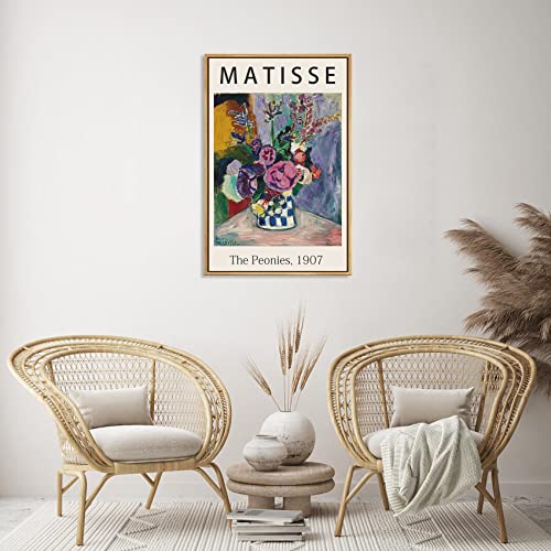 Framed Canvas Print - Colorful Peony Flower Illustration