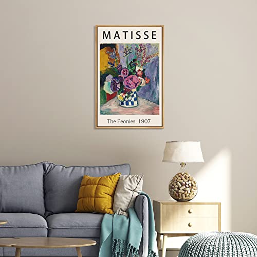 Framed Canvas Print - Colorful Peony Flower Illustration