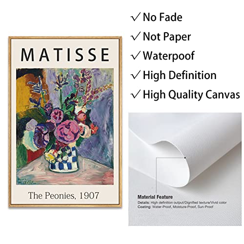 Framed Canvas Print - Colorful Peony Flower Illustration