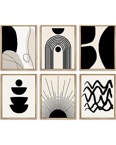 Boho Black Abstract Geometric Wall Art Decor Canvas