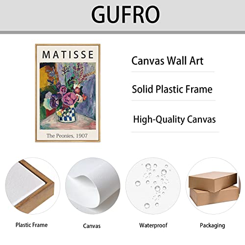 Framed Canvas Print - Colorful Peony Flower Illustration