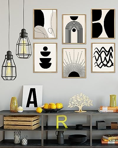 Boho Black Abstract Geometric Wall Art Decor Canvas