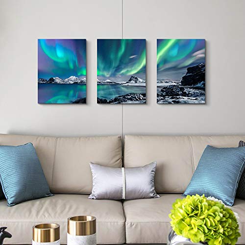Farmhouse Canvas Wall Art - Aurora Scenery Painting