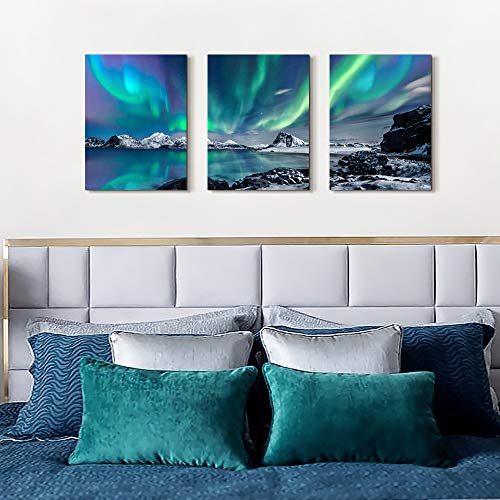 Farmhouse Canvas Wall Art - Aurora Scenery Painting