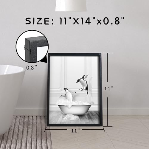 Farmhouse Style Framed Bathroom Wall Art Set, Funny Animals