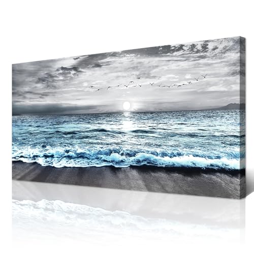 Blue Sea Wave Canvas Wall Art for Home Decor
