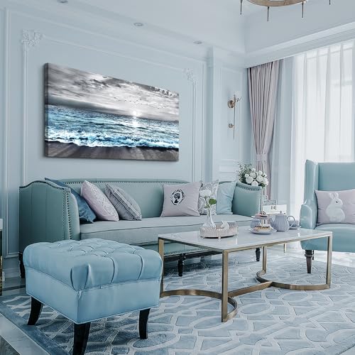 Blue Sea Wave Canvas Wall Art for Home Decor