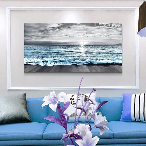 Blue Sea Wave Canvas Wall Art for Home Decor